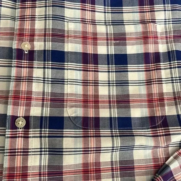 [M]Banana Republic Camden Fit Blue Red White. Plaid Button Dress Shirt - Picture 4 of 8